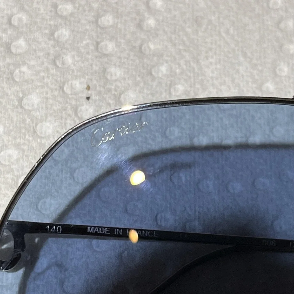 Cartier Sunglasses Mens Silver Blue Aviator Metal CT0110S 006 Made In France